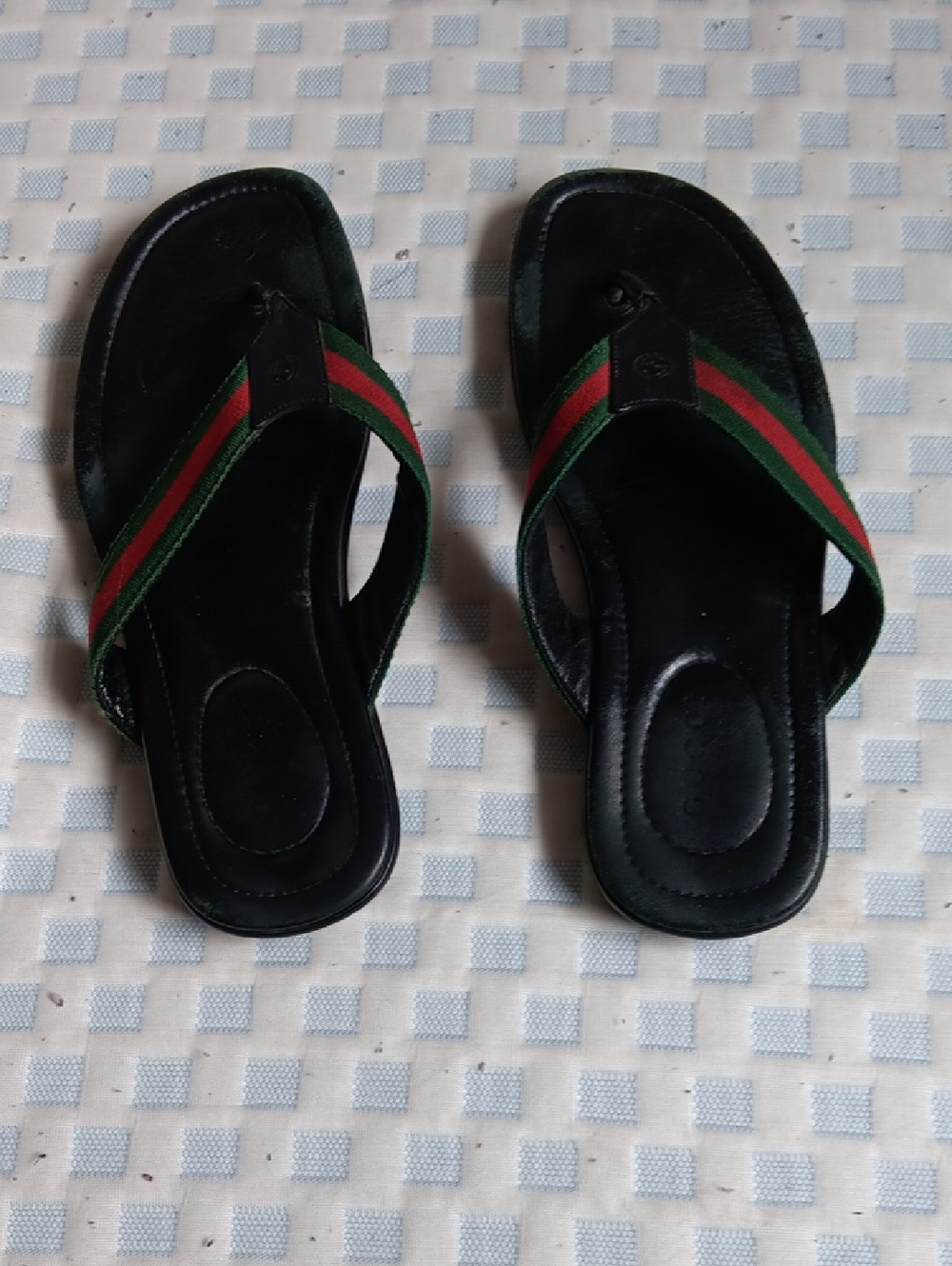 Gucci Black Leather Slide with Embossed Logo